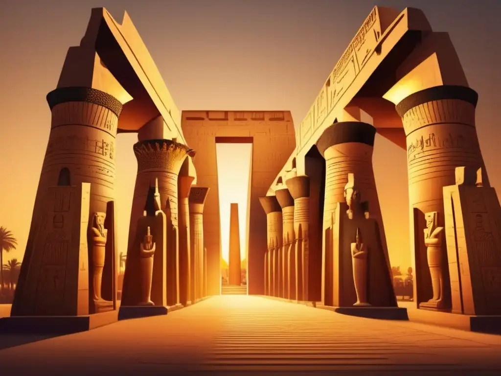 La misteriosa geometría del Templo de Luxor iluminada por una suave luz dorada al atardecer