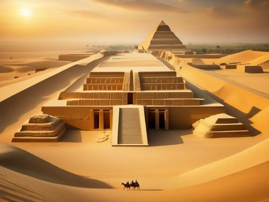 Descubre la misteriosa vida cotidiana en la Necrópolis de Sakkara, donde las pirámides antiguas se alzan majestuosamente bajo el cálido sol dorado