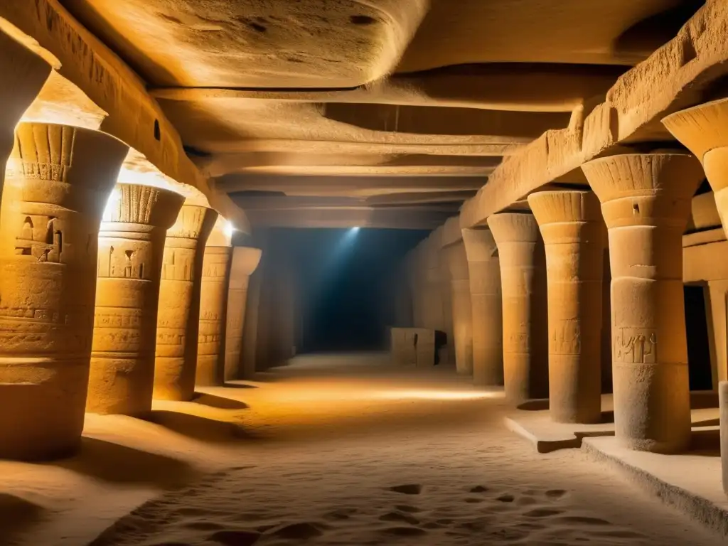 Misteriosas catacumbas de Saqqara, con muros de piedra con jeroglíficos de dioses egipcios