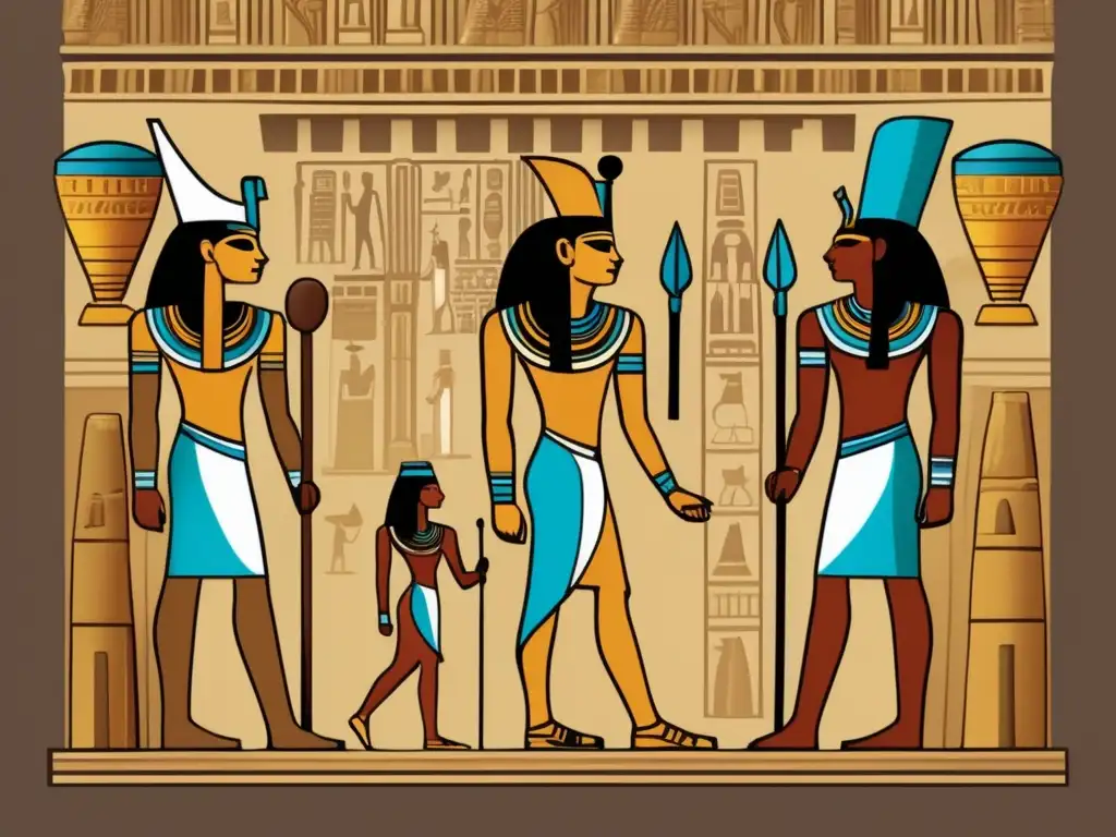 El mítico faraón Narmer en las majestuosas ruinas de un templo egipcio