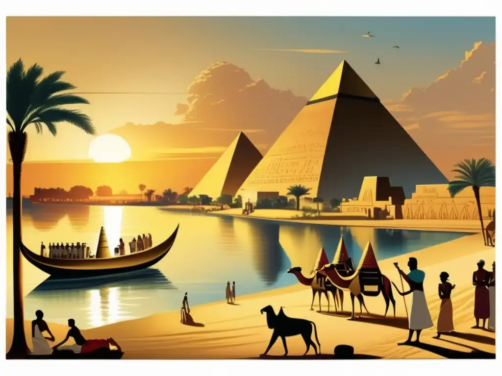El nacimiento y desarrollo de la civilización egipcia se refleja en esta impresionante imagen vintage