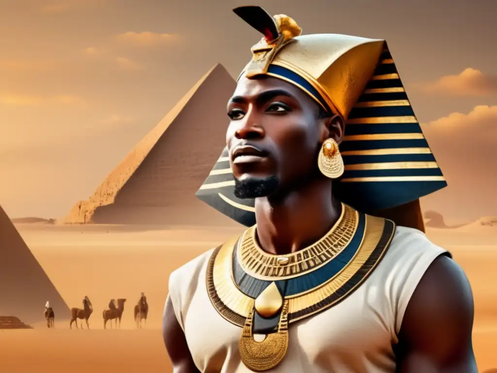 Faraón nubio XXV Dinastía Egipto: Piye, imponente frente a majestuosas pirámides
