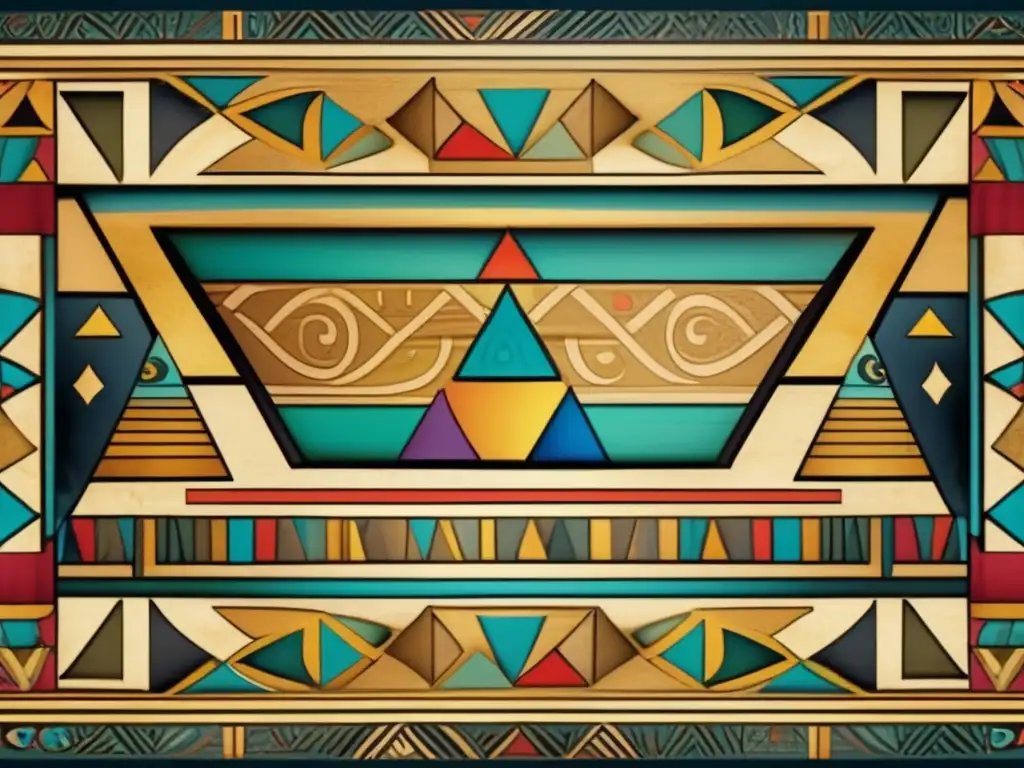 Una obra de arte egipcia vintage inspirada en motivos artísticos egipcios, geometría y abstracción