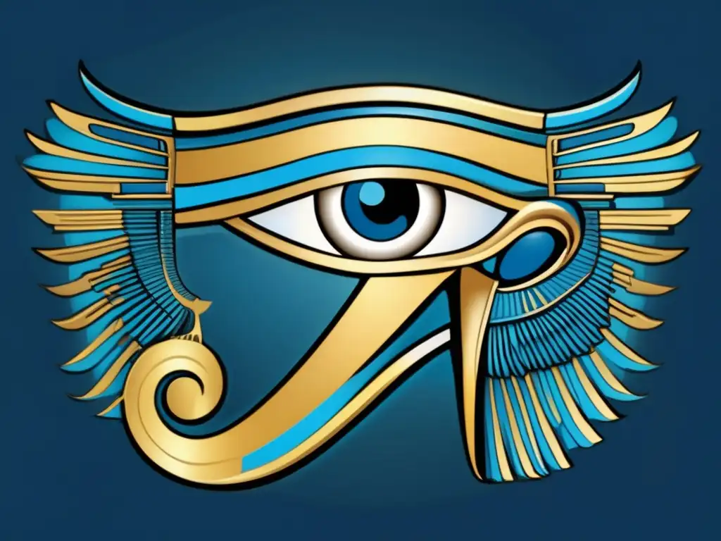 El Ojo de Horus en el Antiguo Egipto: una ilustración vintage impresionante, detallada y vibrante, rodeada de hieroglíficos misteriosos
