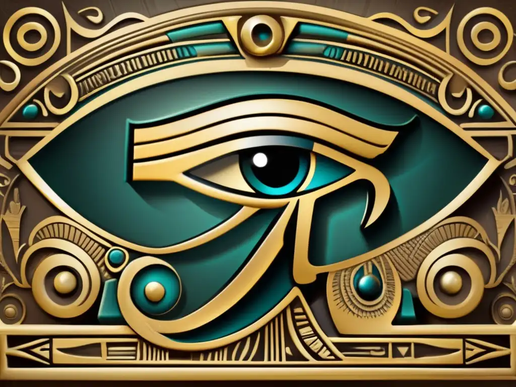 El Ojo de Horus en jeroglíficos egipcios detallados