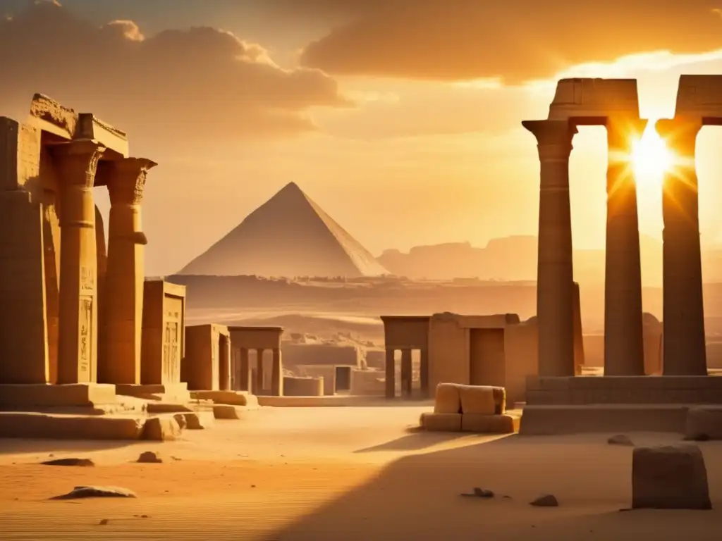 Paisaje Sagrado de Naqa Egipto: Ruinas majestuosas, muros de piedra gastada, columnas con jeroglíficos