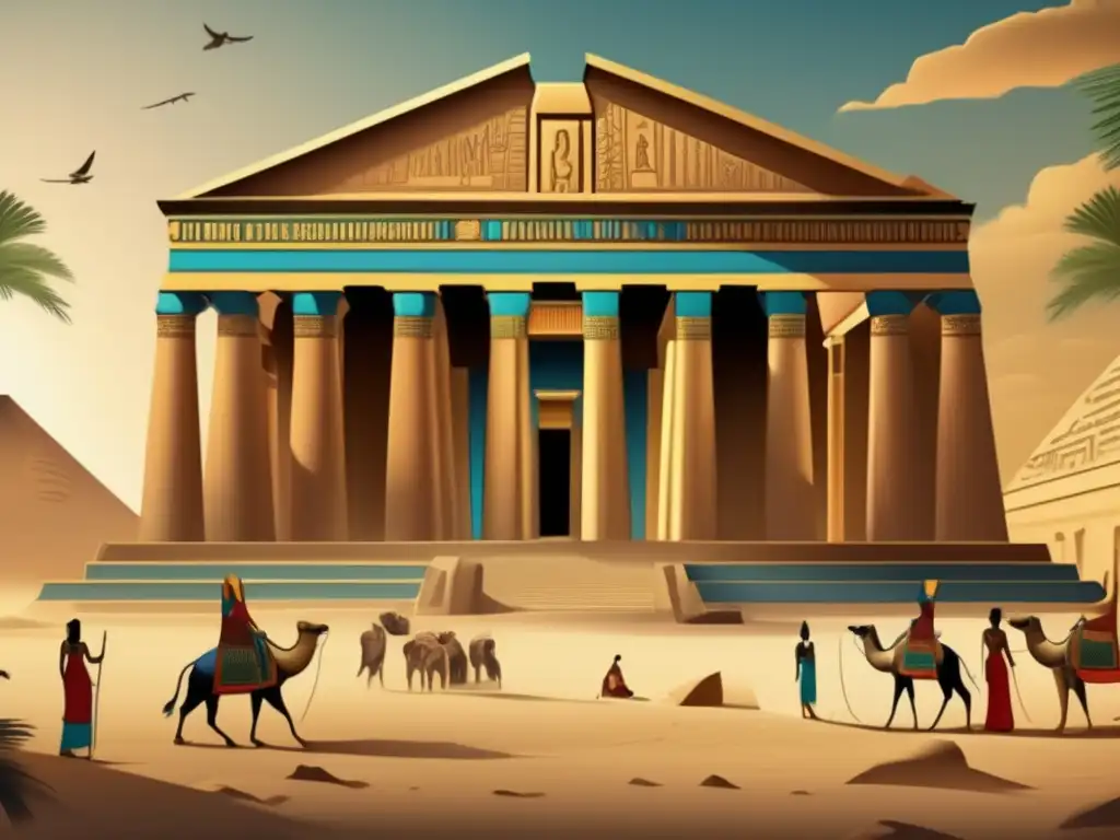 Transformación del panteón egipcio en el Periodo Tardío: Una ilustración vintage deslumbrante que captura la esencia de esta significativa era histórica con detalles e colores vibrantes