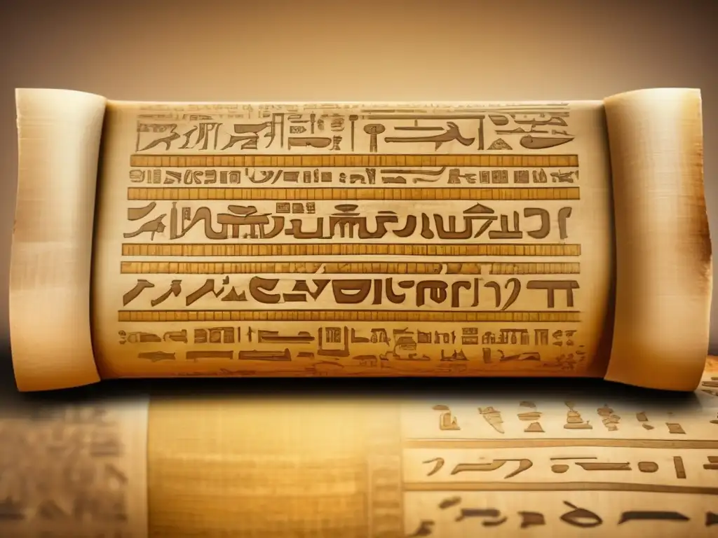 Papiro antiguo con jeroglíficos: el papel de las mujeres en Egipto, su historia y contribuciones, capturado en una imagen detallada de 8k