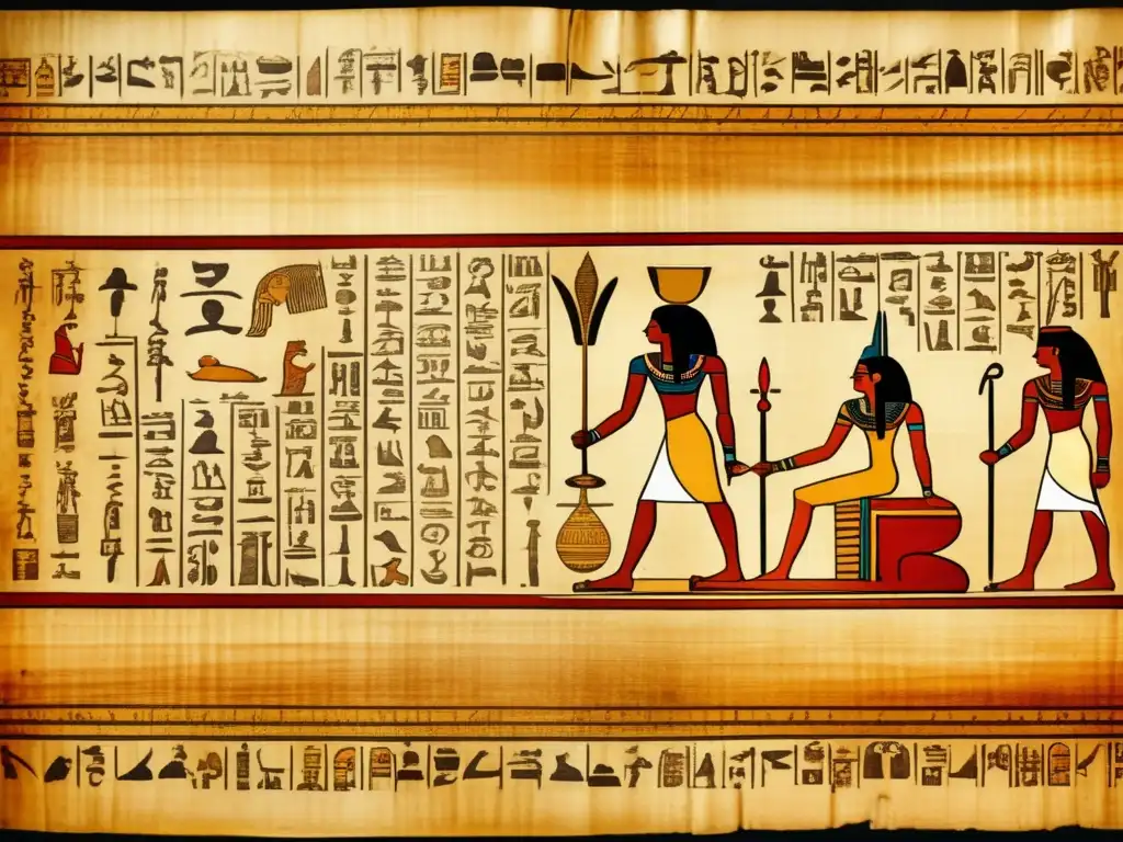 Un papiro antiguo y delicadamente preservado muestra la medicina egipcia perdida en ilustraciones y jeroglíficos intrincados