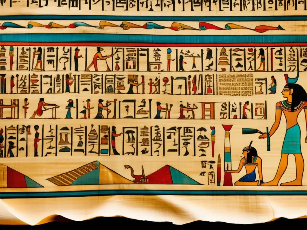 Papiro egipcio antiguo revela sistema legal: Intrincadas inscripciones hieroglíficas en un pergamino bien conservado