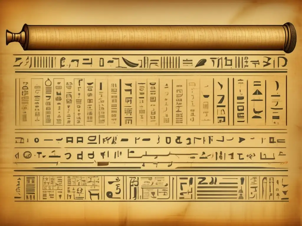 El Papiro de Rhind: matemáticas egipcias desveladas en una ilustración vintage