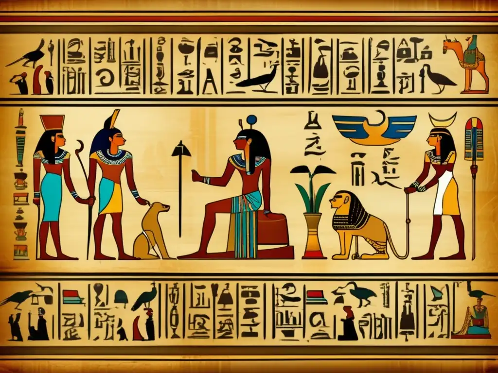 Papiros trascendentales de Egipto, delicadamente preservados y envejecidos por el tiempo