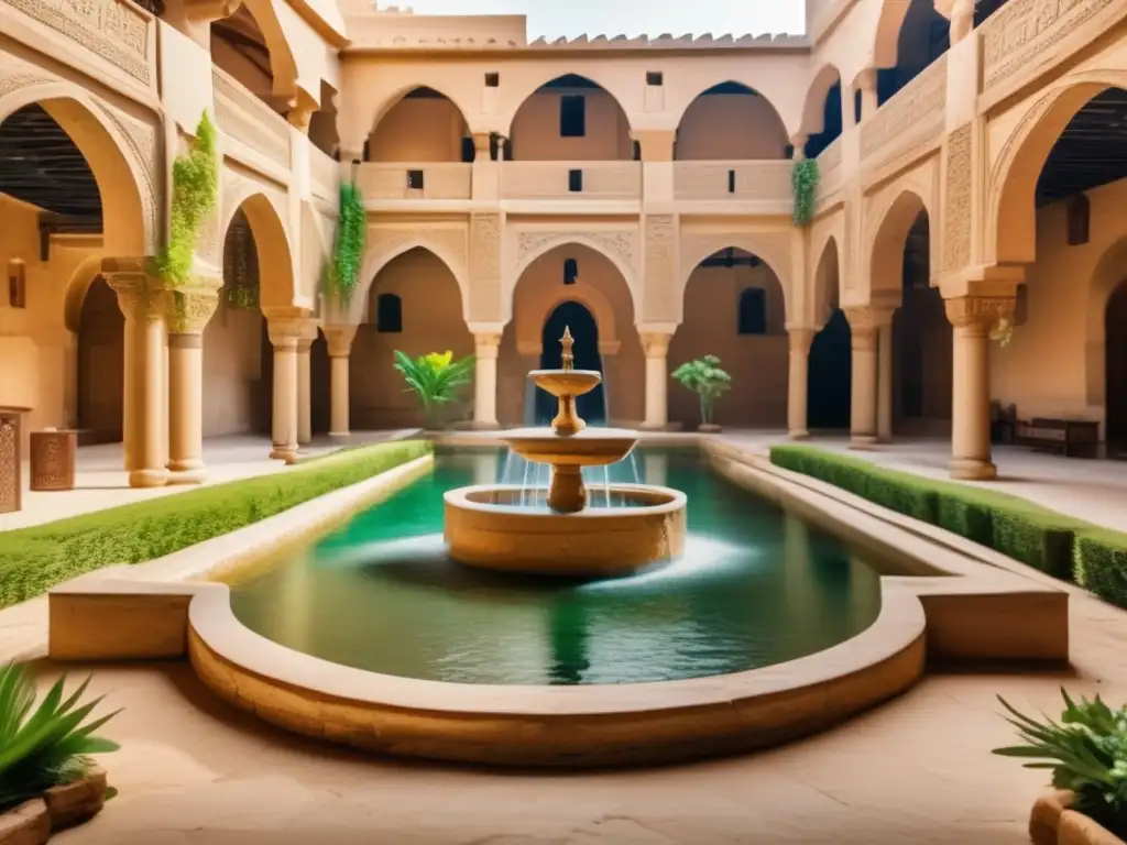 Un patio sereno de un monasterio copto en Egipto