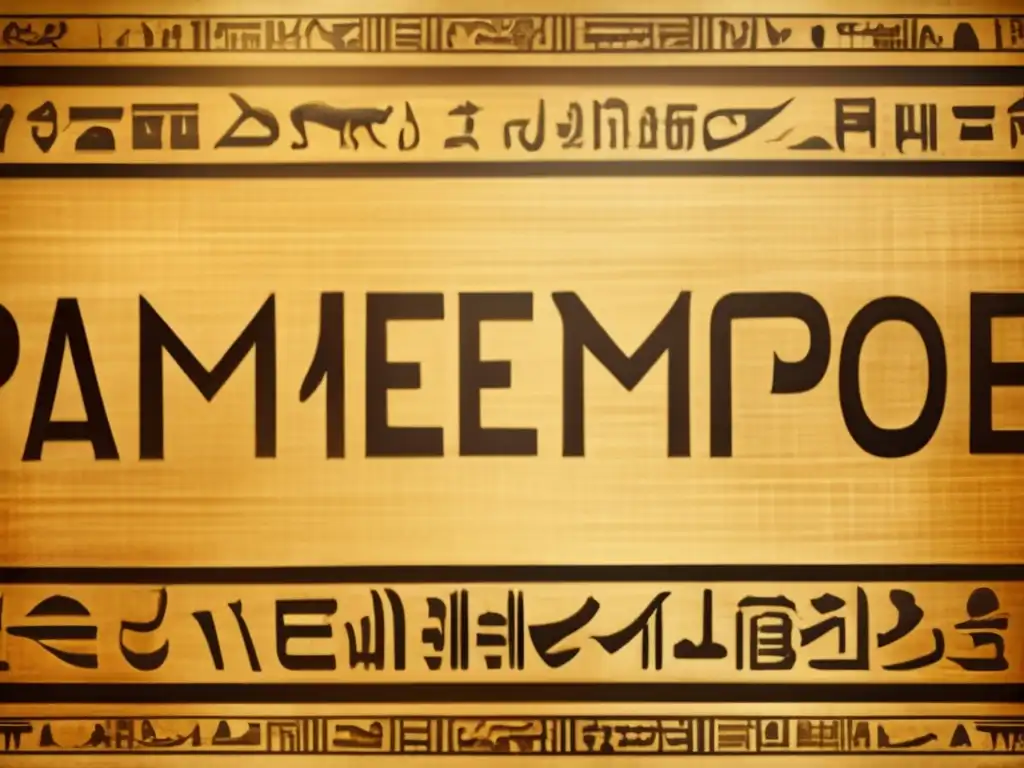 Un pergamino de papiro vintage muestra las enseñanzas de Amenemope para rectitud, con intrincados jeroglíficos iluminados por suaves rayos de sol