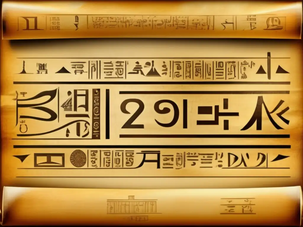Un pergamino vintage con jeroglíficos egipcios y símbolos matemáticos griegos entrelazados