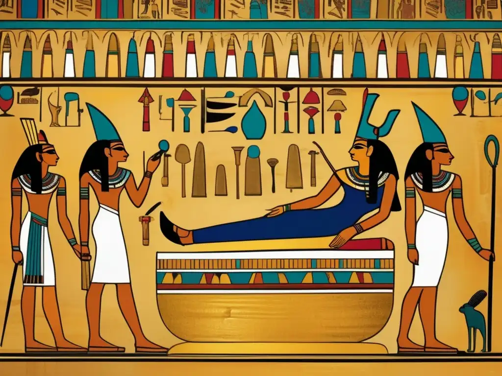Una pintura funeraria egipcia antigua, ricamente preservada, muestra un simbolismo cautivador en una cámara sepulcral