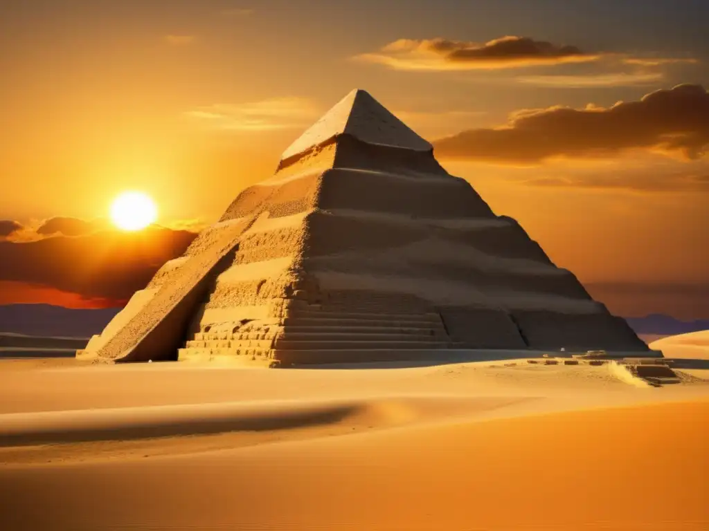 La Pirámide escalonada de Zoser, una maravilla arquitectónica antigua, se alza imponente contra un vibrante desierto