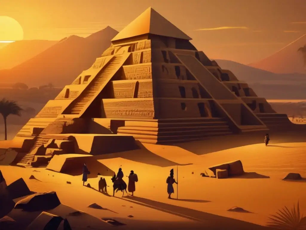Pirámide Olvidada Lahun: Descubrimientos recientes en la antigua estructura, iluminada por el cálido resplandor del atardecer
