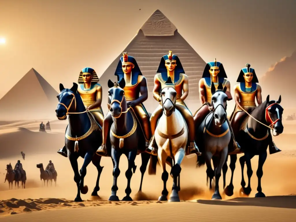 Horemheb, el poderoso General convertido en Faraón, lidera su campaña de restauración en una escena vintage en Egipto