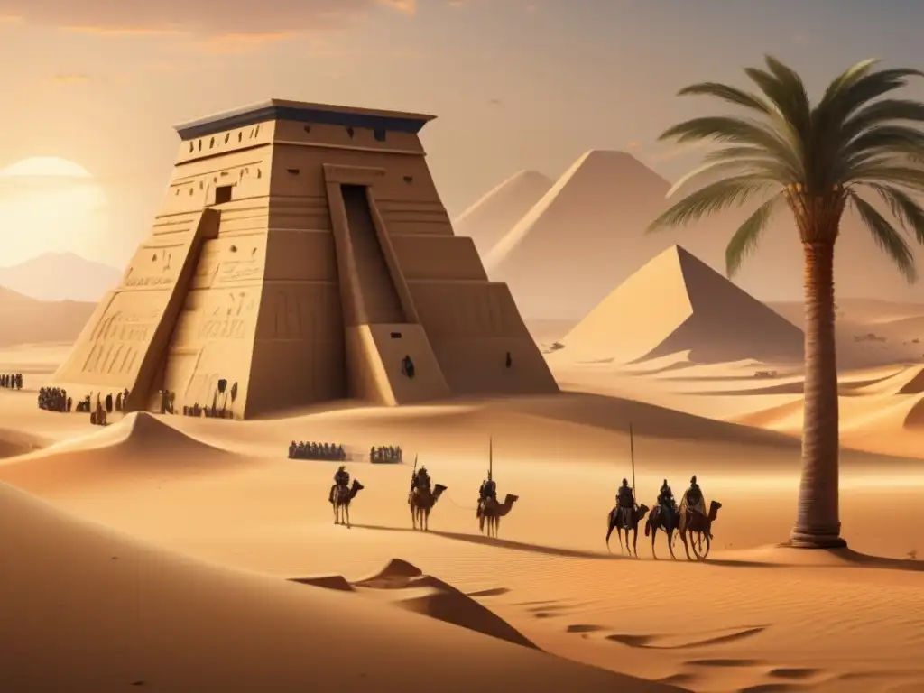 Red de Vigilancia Militar Egipcia: Una antigua fortaleza en el desierto, rodeada de dunas y palmeras