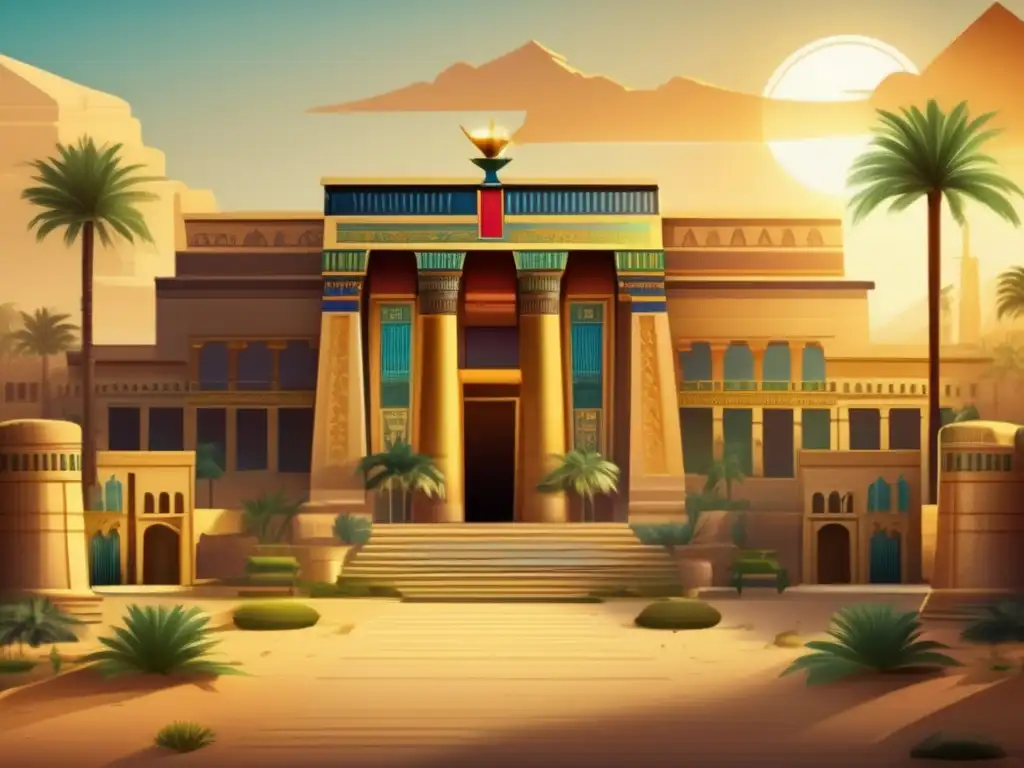 Una residencia de reinas faraónicas en Egipto antiguo con opulencia y detalles intrincados