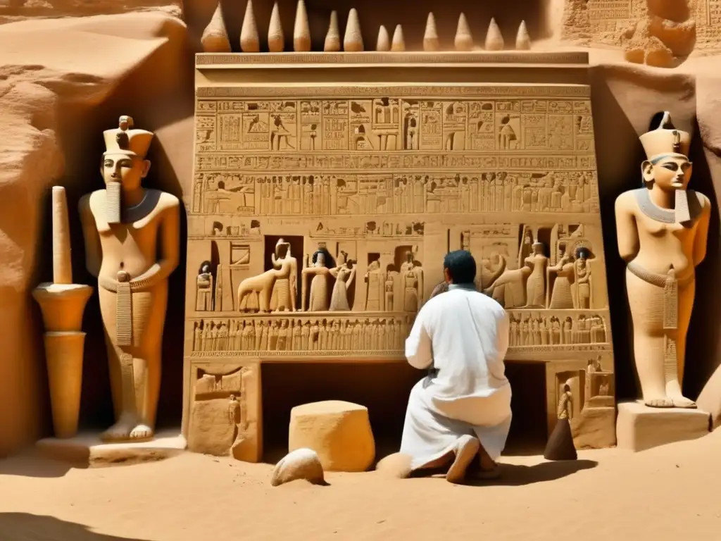 Restauración de pigmentos antiguos en Egipto: Delicada recuperación de colores vibrantes en un mural egipcio milenario