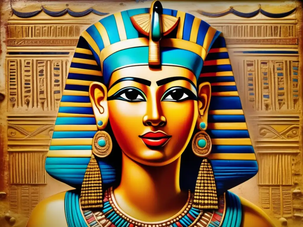 Retrato funerario Antiguo Egipto: Noble mujer con ojos almendrados, cabello trenzado y joyas