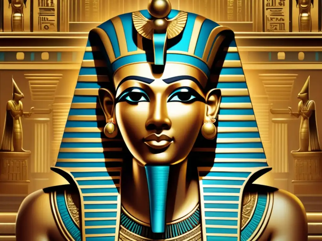 Un retrato impresionante estilo vintage que muestra la grandeza de la realeza egipcia antigua, con secretos genéticos ocultos en su ADN