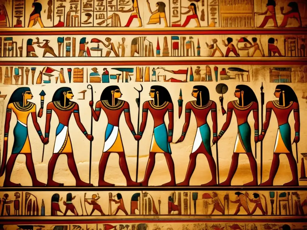 Revueltas internas desafíos faraones plasmados en jeroglíficos antiguos de un templo
