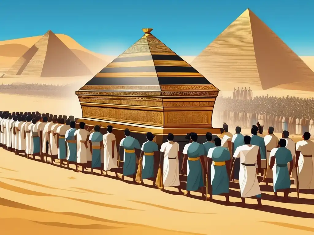 Rituales funerarios en el Antiguo Egipto: Una ilustración detallada en 8K que muestra una escena de funeral en Egipto antiguo