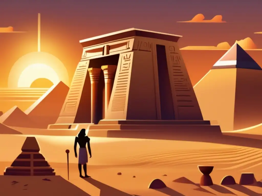 Un robot explorador en ruinas egipcias, fusionando historia antigua y tecnología moderna