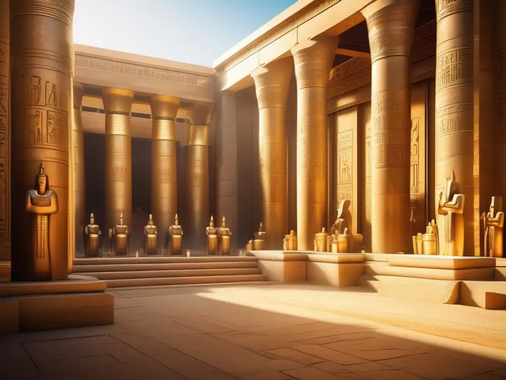 Sacerdotes en la sociedad egipcia: Un templo antiguo bañado en cálida luz dorada
