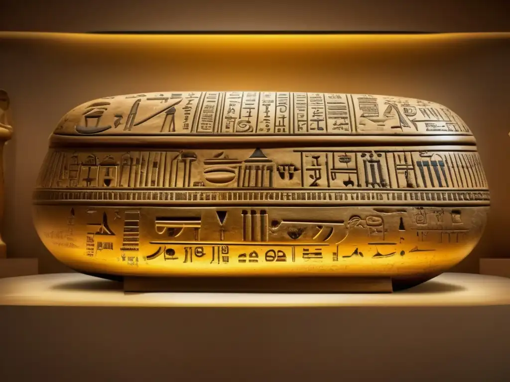 Sarcófago egipcio antiguo con símbolos matemáticos: Historia y sabiduría en el diseño de sarcófagos egipcios