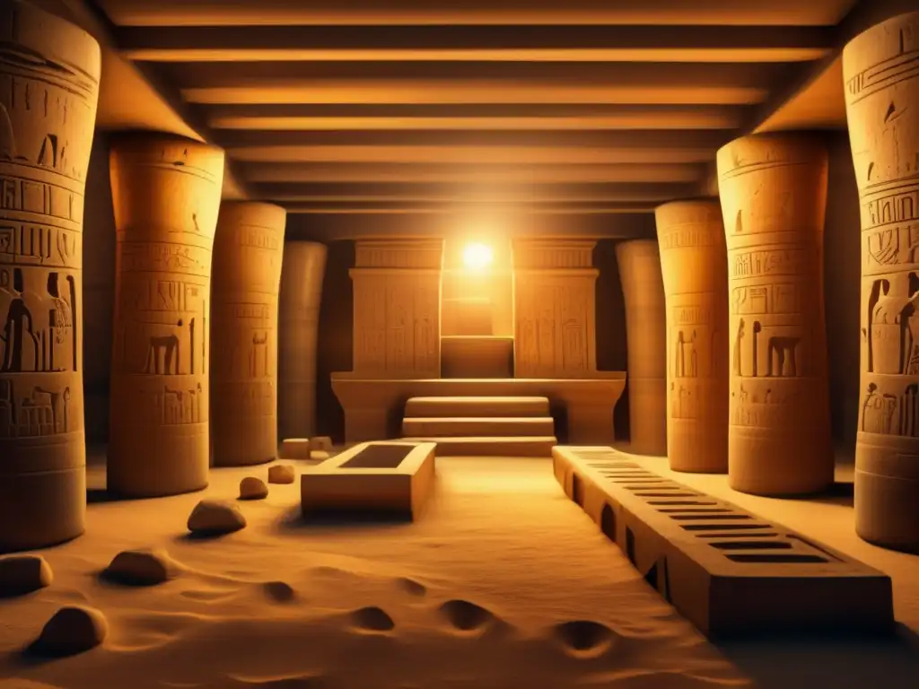 Un Serapeum antiguo egipcio, con arquitectura e diseño detallados