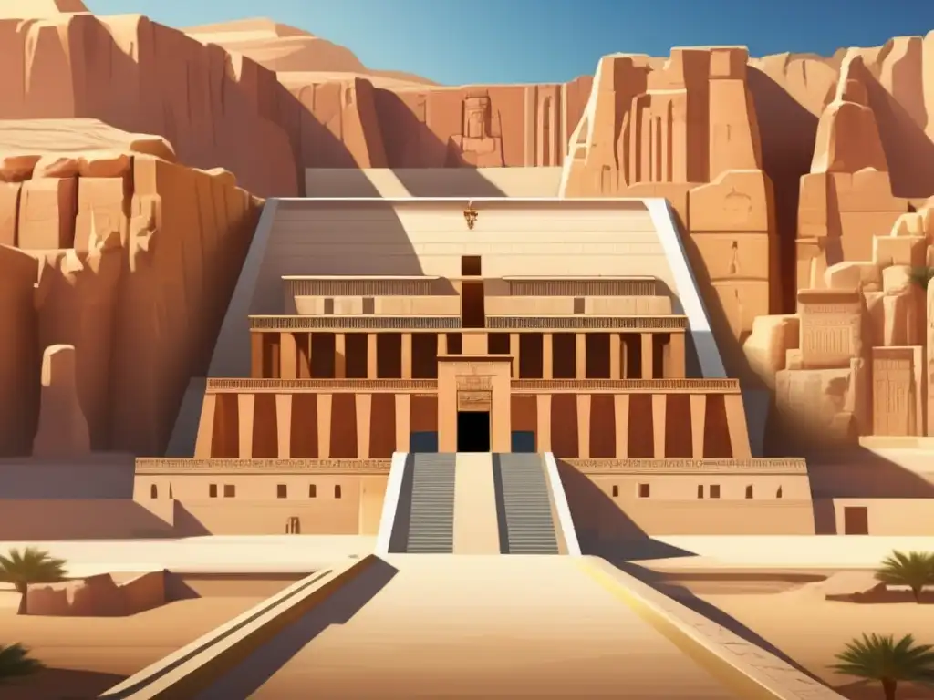 Explora el simbolismo de la arquitectura palaciega del antiguo Egipto en el majestuoso Templo de Hatshepsut