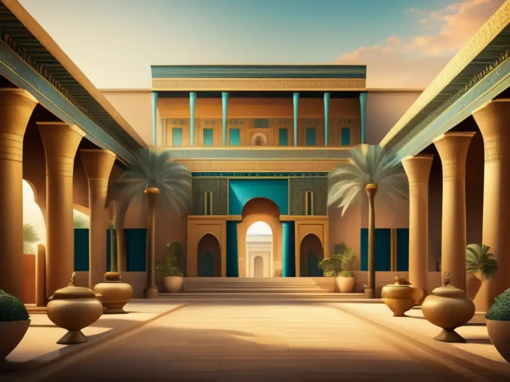 Sumérgete en el esplendor del antiguo Egipto con esta imagen llena de simbolismo en la arquitectura palaciega