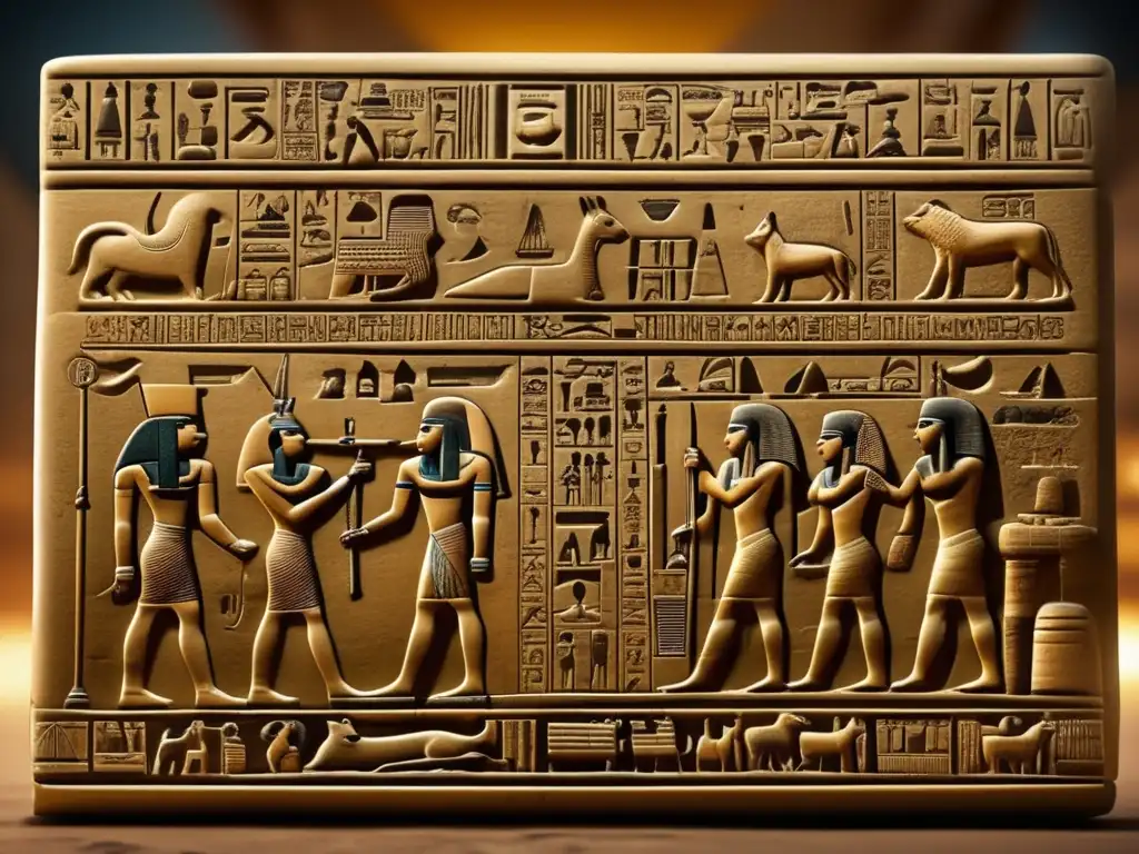 Una tableta egipcia de jeroglíficos, preservada con delicadeza, muestra la inteligencia militar en jeroglíficos