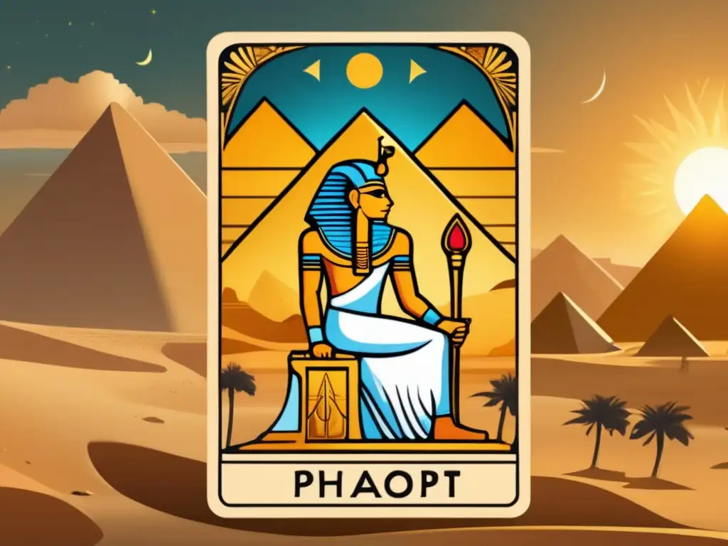Tarjeta del tarot estilo vintage, inspirada en simbolismo egipcio antiguo