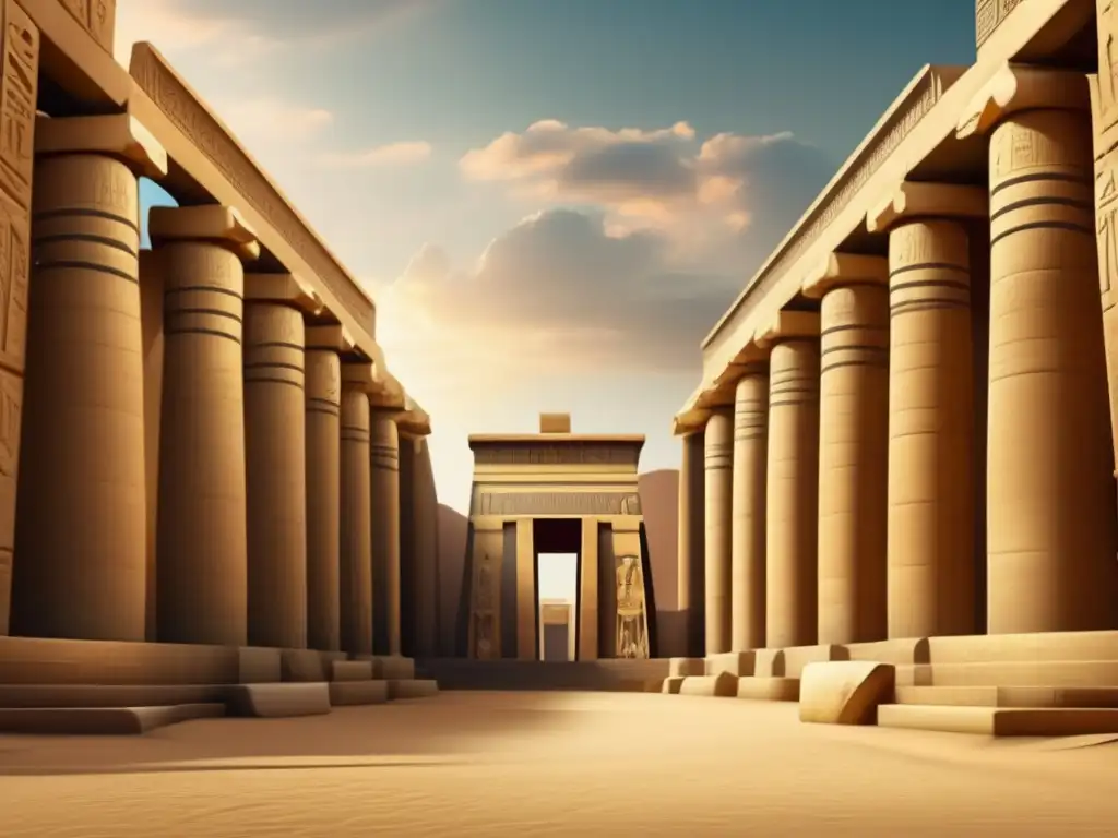 Templo antiguo en Egipto: Escritura jeroglífica y rituales ancestrales en una atmósfera misteriosa y reverente