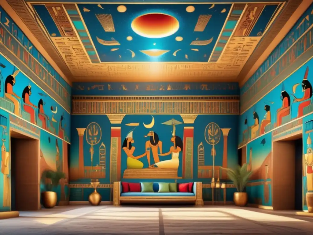 Un templo antiguo en Egipto con una exquisita decoración de colores vibrantes y diseños intrincados