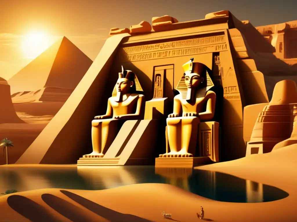 Un templo antiguo tallado en los acantilados dorados del Nilo