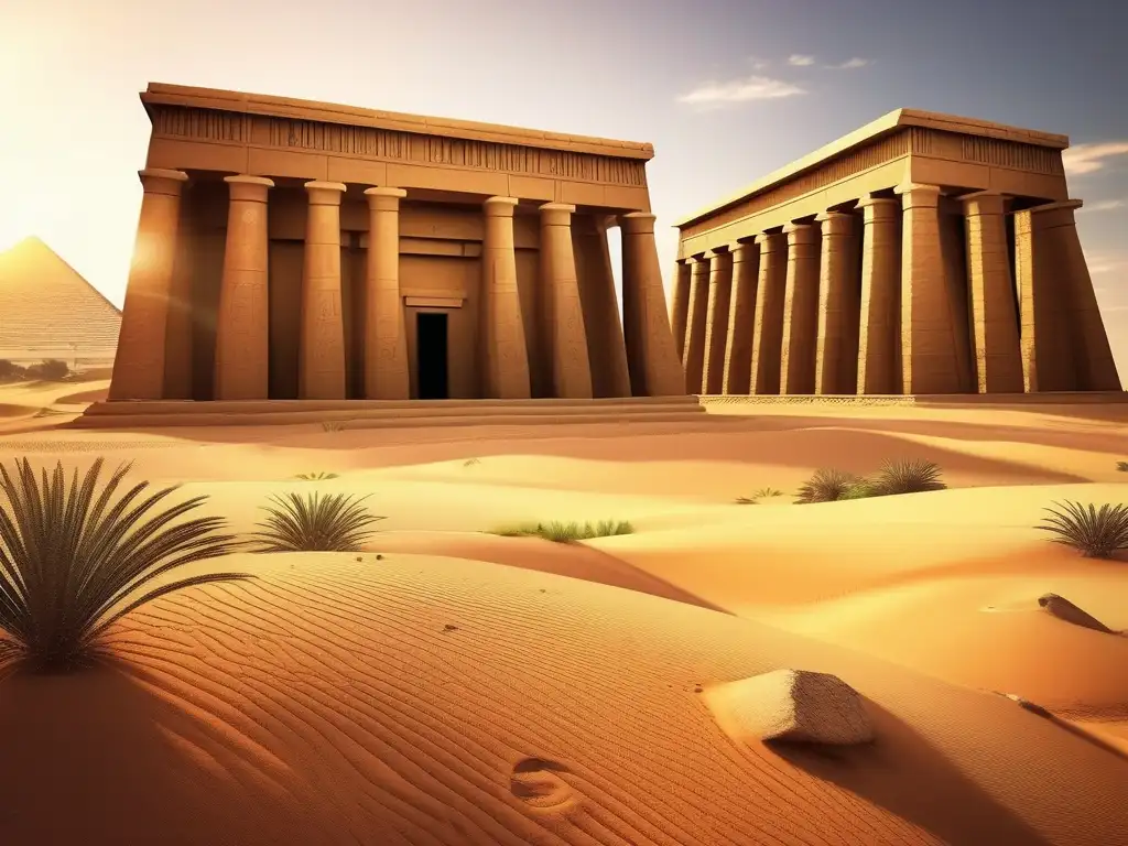 Un templo egipcio antiguo inmerso en un paisaje desértico, testamento de la rica historia de Egipto