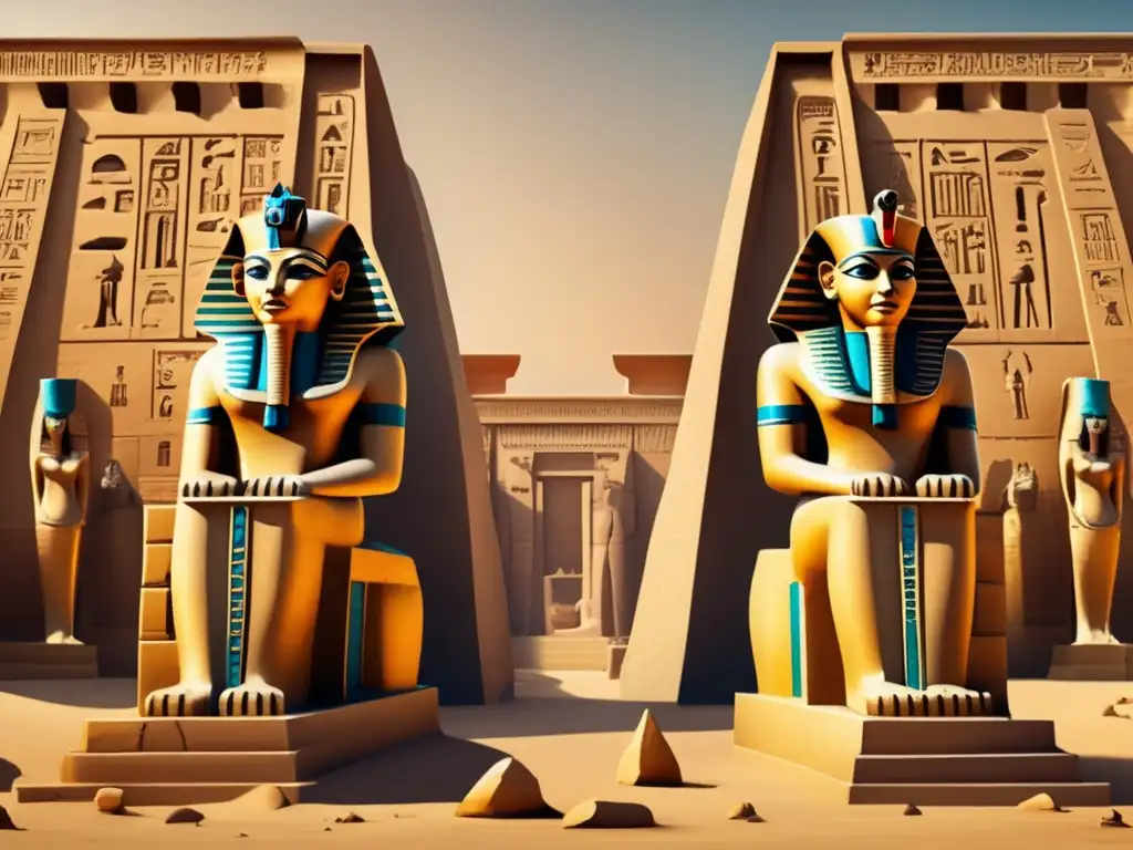 Un templo egipcio vintage detalladamente adornado con jeroglíficos y tallas