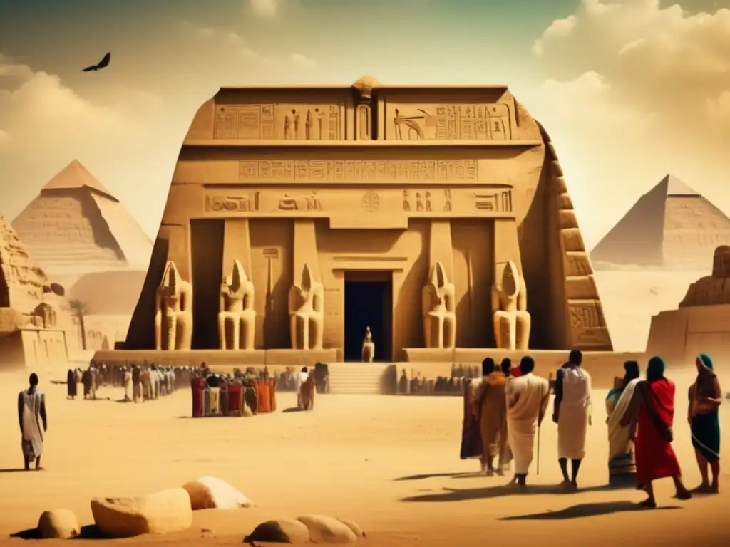 Un templo sagrado en el Egipto PreDinástico, con mitología y culto en sus adornos
