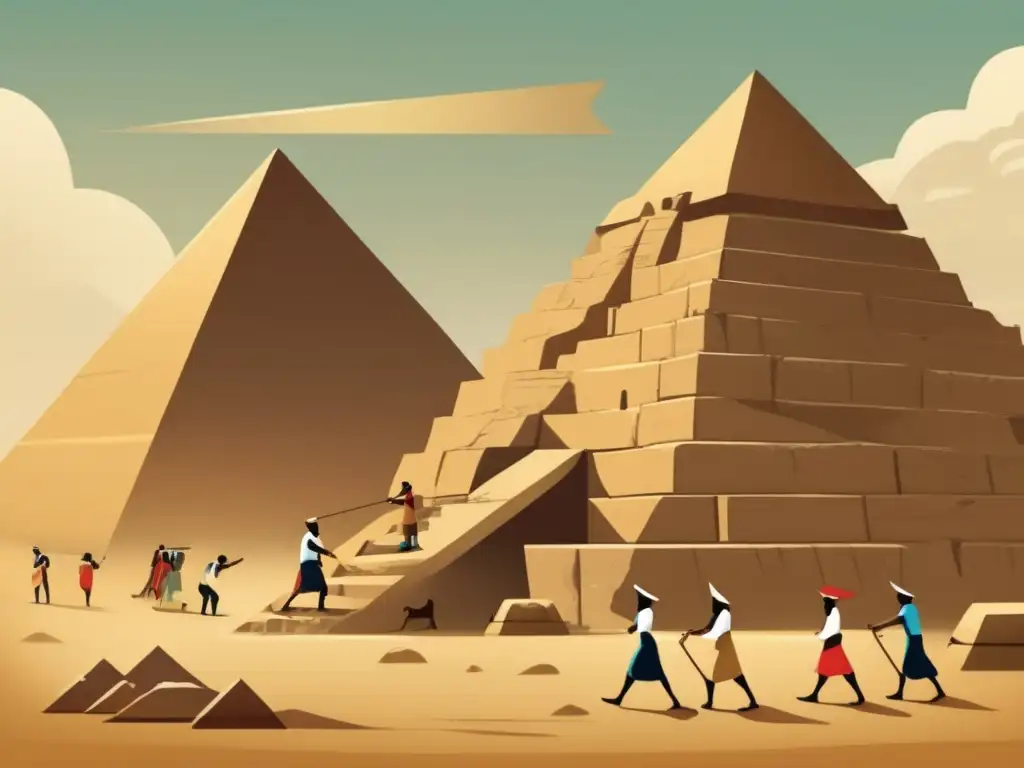 Comparación de teorías de construcción de pirámides en Egipto: trabajo manual vs