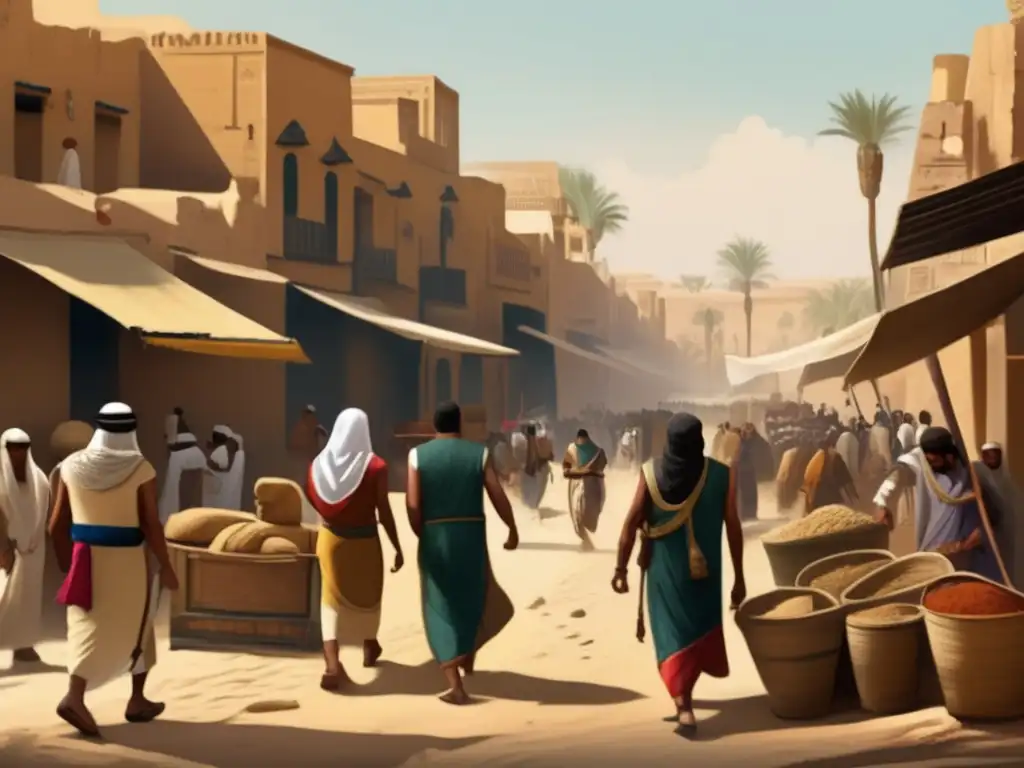 Ilustración vintage de la Rebelión de los Trabajadores en Deir el Medina: obreros luchando por justicia en el antiguo pueblo egipcio