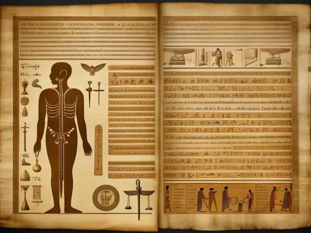 Tratado médico papiro Edwin Smith: antiguo y detallado, con jeroglíficos e ilustraciones médicas