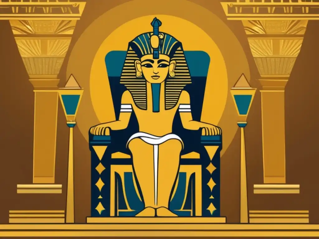 El faraón Psamético I en su trono dorado, símbolo de la restauración de la grandeza de Egipto