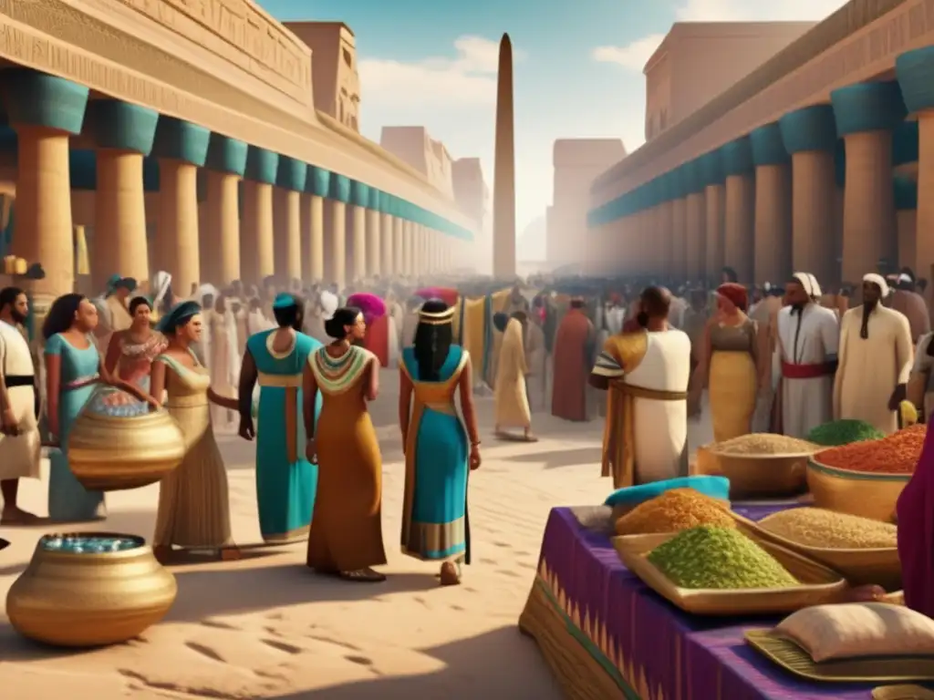 Vestimenta y clase social en Egipto: una escena detallada en 8k muestra la moda y distinciones sociales