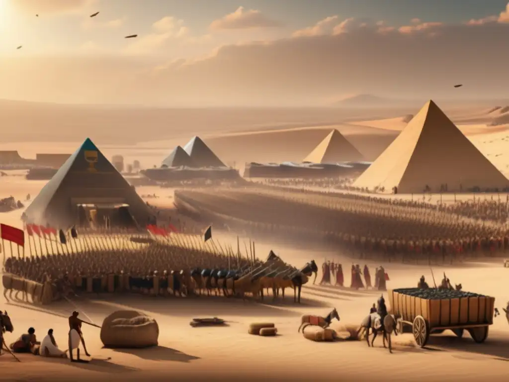 Vibrante campamento militar egipcio antiguo